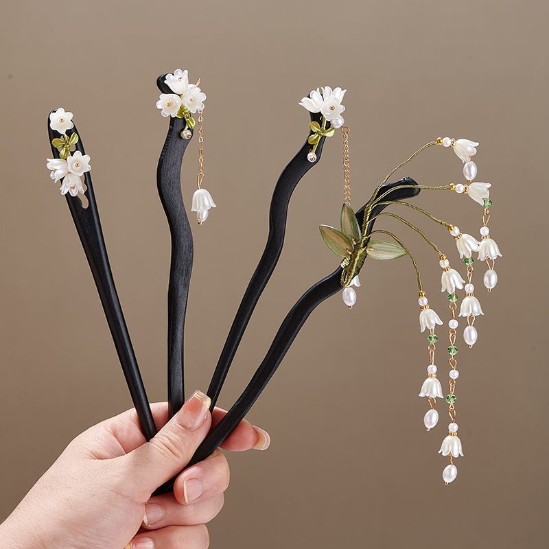 Tech Accessories Women - Wooden Flower Hairpin Vintage Convallaria Majalis
