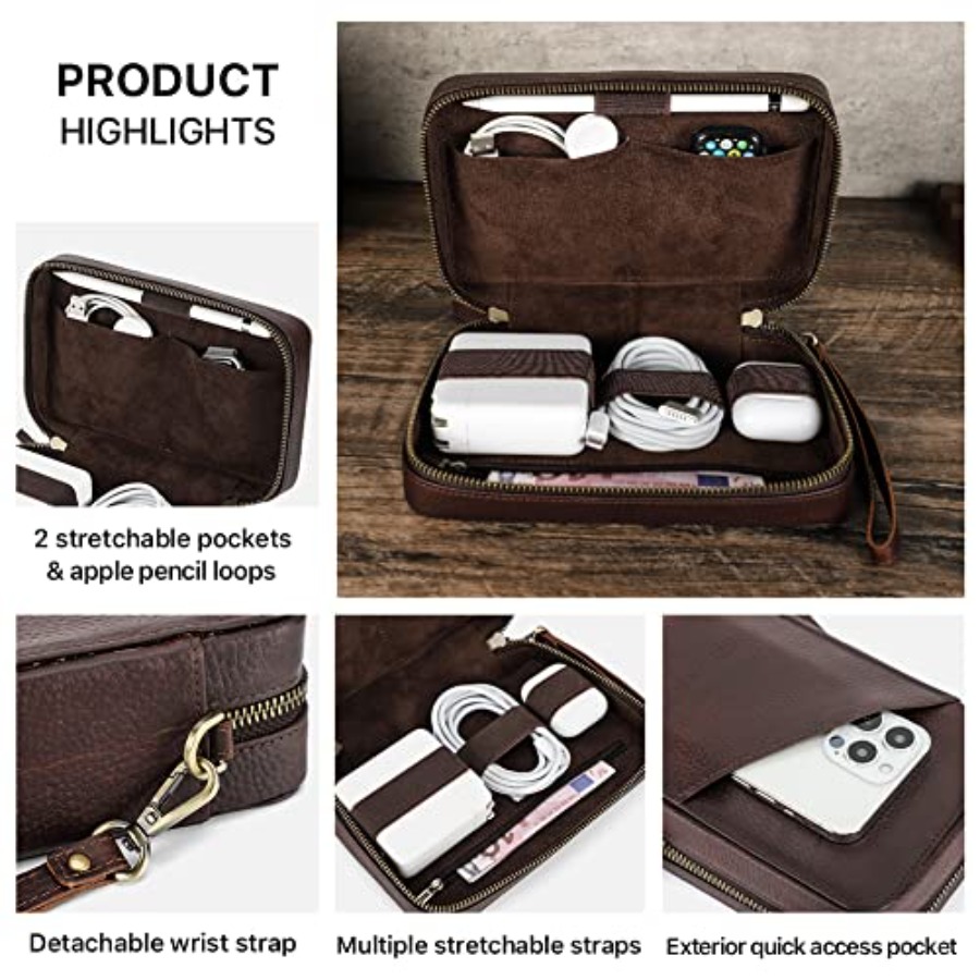 Full Grain Leather Electronic  - Tech Accessories Travel Case 리뷰 및 가격