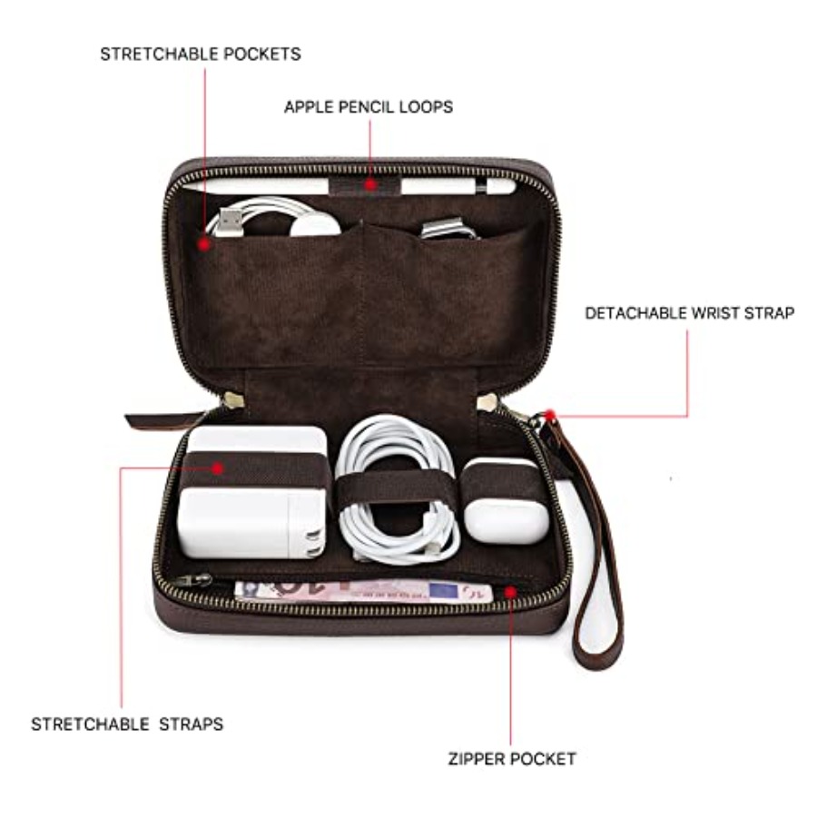 Full Grain Leather Electronic  - Tech Accessories Travel Case 리뷰 및 가격